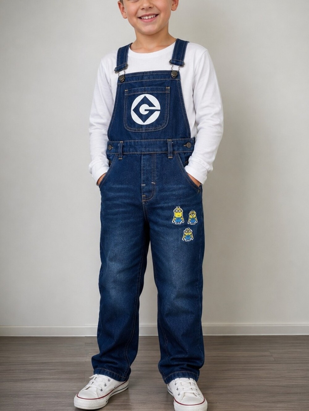 Bossini Kids Minions Denim Overalls Size 120 Blue Despicable Me Adjustable Bib